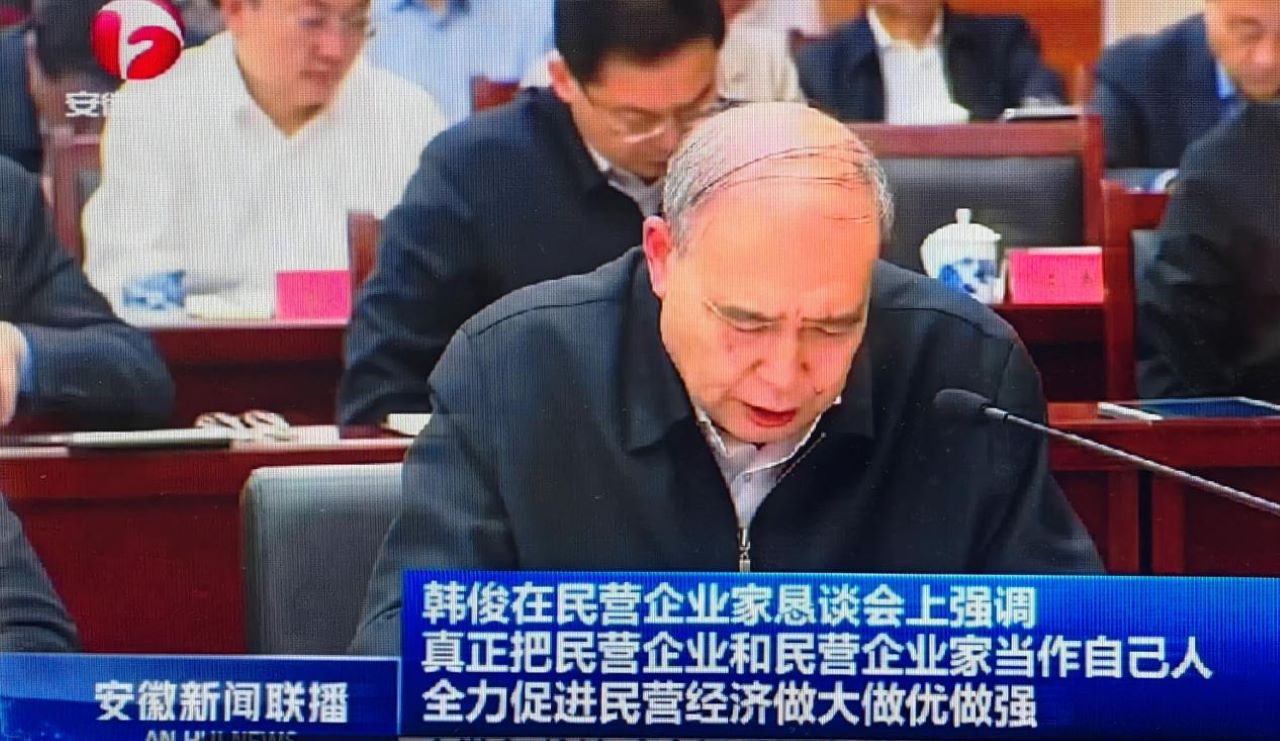 01-圖為皖南電機(jī)黨委書記、副董事長(zhǎng)管兵在作重點(diǎn)發(fā)言。（視頻截圖）